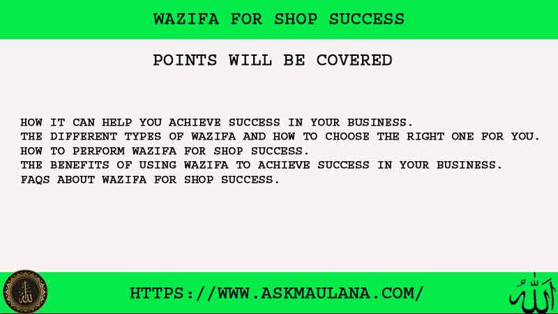 5 Strong Steps About Wazifa For Shop Success