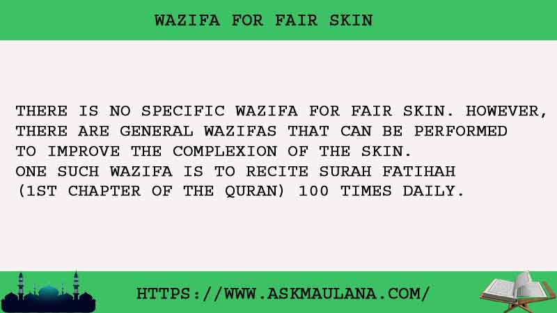 No.1 Strong Wazifa For Fair Skin