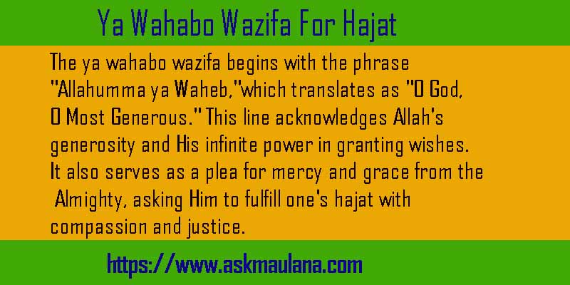 Ya Wahabo Wazifa For Hajat