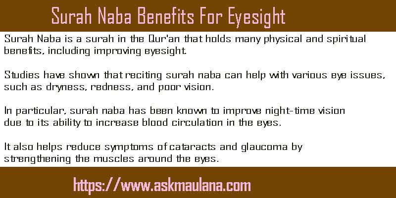 Surah Naba Benefits For Eyesight