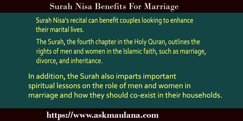 Surah Nisa Benefits For Marriage