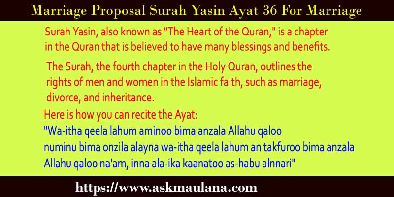 Marriage Proposal Surah Yasin Ayat 36 For Marriage