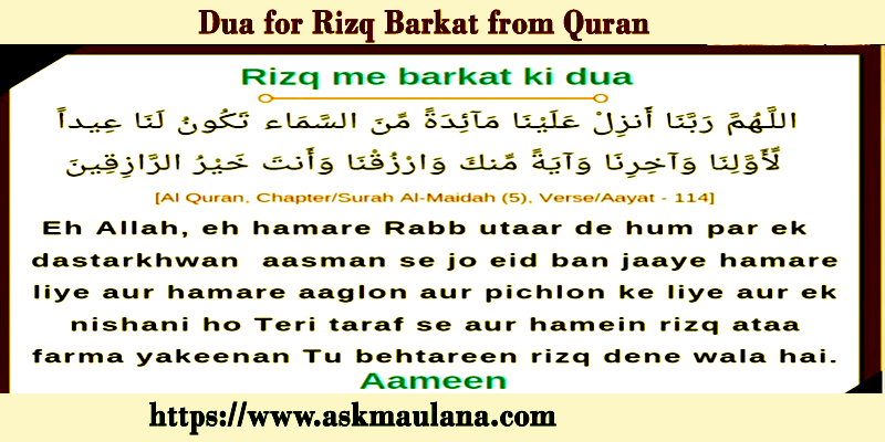 Dua for Rizq Barkat from Quran